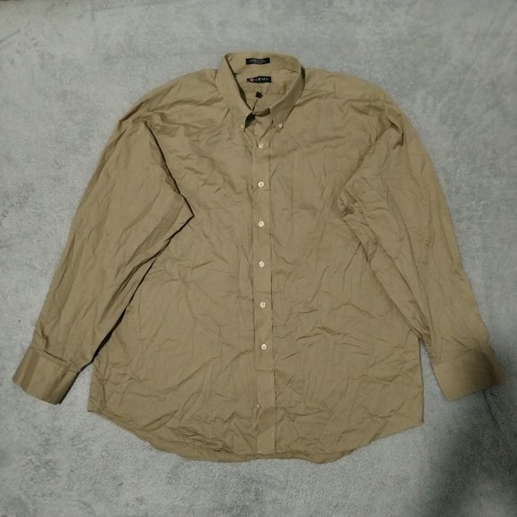 Chaps Other - Chaps Shirt Mens XL Tan Classic Fit Twill Wrinkle Free Button Down Pocket Egypt
